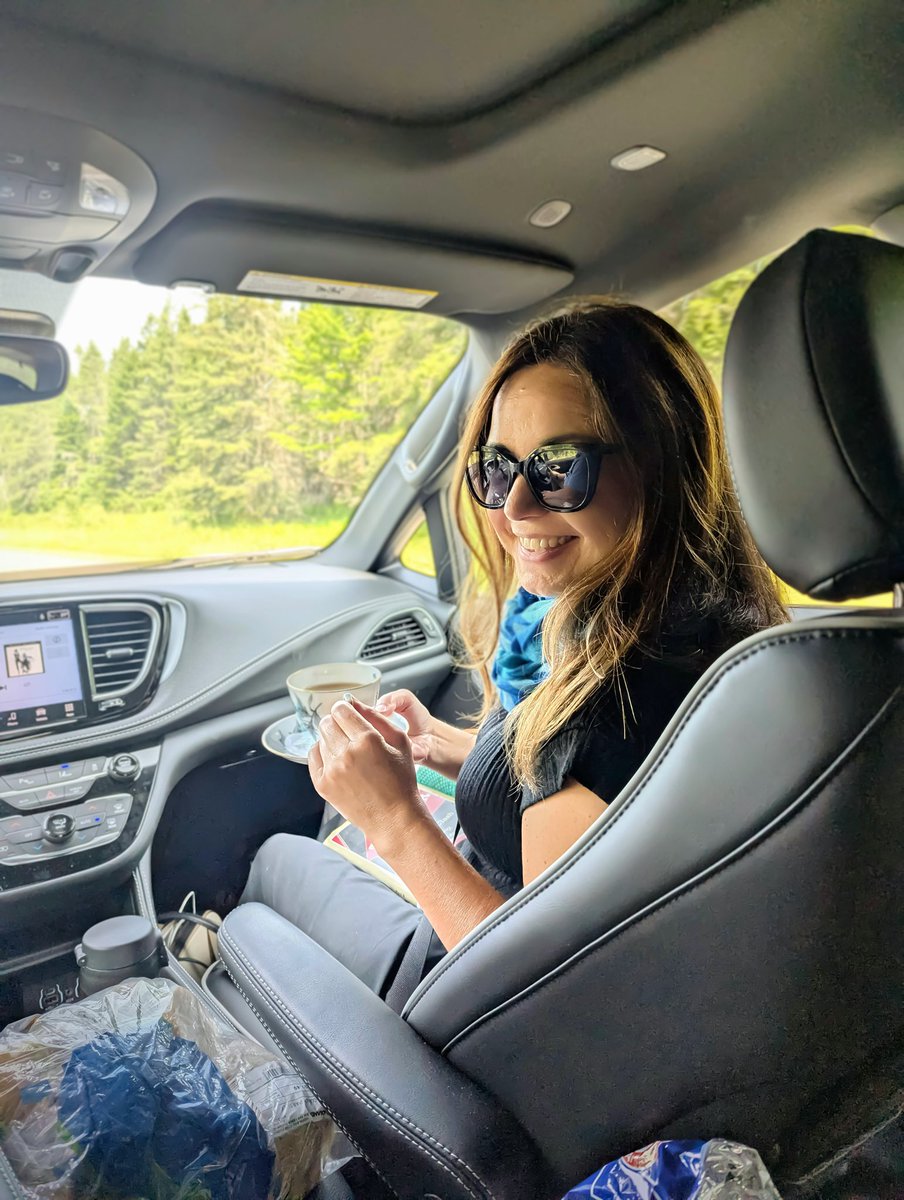 _CryMiaRiver's tweet image. As always, I bought lots of teacups while in Nova Scotia. My husband jokingly suggested I use one in the car on the journey home.
He should know me better by now not to joke about such things.