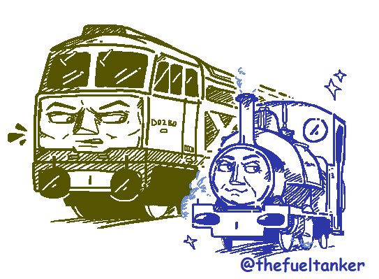 TheFuelTanker's tweet image. Awdry Extravaganza is approaching so here’s a doodle of Falcon meeting his distant cousin… Falcon

One seems to have made an arrogant remark whilst the other is questioning how in the world are they even related.