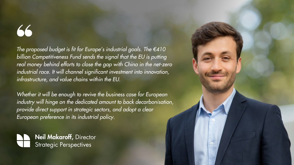 Strategic Perspectives (@strategiceu) on Twitter photo The European Commission just released the next multiannual EU budget proposal.
With €410 billion geared towards the Competitiveness Fund, the EU signals that it is ready to advance in the net-zero industrial race.
Reactions from <a href="/LindaCulture/">Linda Kalcher</a> and <a href="/neilmakaroff/">Neil Makaroff</a> 👇 The European Commission just released the next multiannual EU budget proposal.
With €410 billion geared towards the Competitiveness Fund, the EU signals that it is ready to advance in the net-zero industrial race.
Reactions from <a href="/LindaCulture/">Linda Kalcher</a> and <a href="/neilmakaroff/">Neil Makaroff</a> 👇