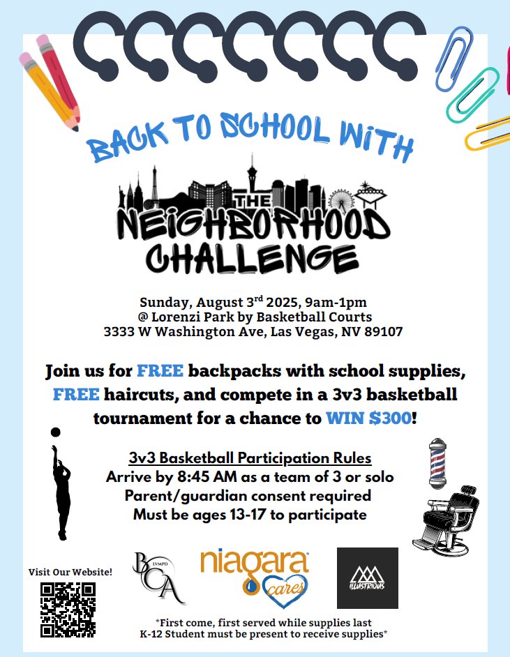 Back to School is just around the corner and there are various upcoming events where free back to school supplies will be given out. See each attached flyer for information and possible requirements. Feel free to share! 📚🍎🧑‍🎓 

#BoldenPride #BACFam #LVMPD #BackToSchool #Share