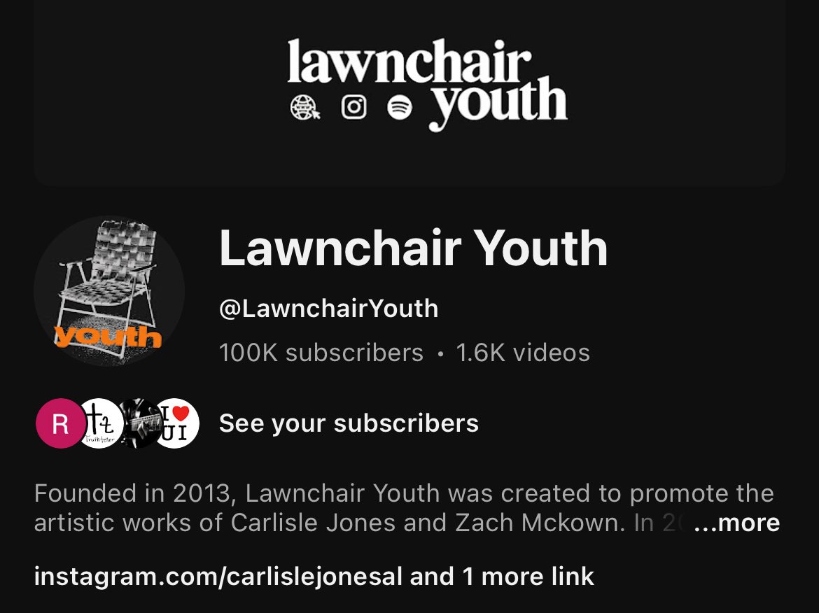 CarlisleJonesAL's tweet image. Today we hit 100k subscribers on YouTube. 12 years in the making. 1600 videos. 100s of bands/artists. Life is dope sometimes 🥲