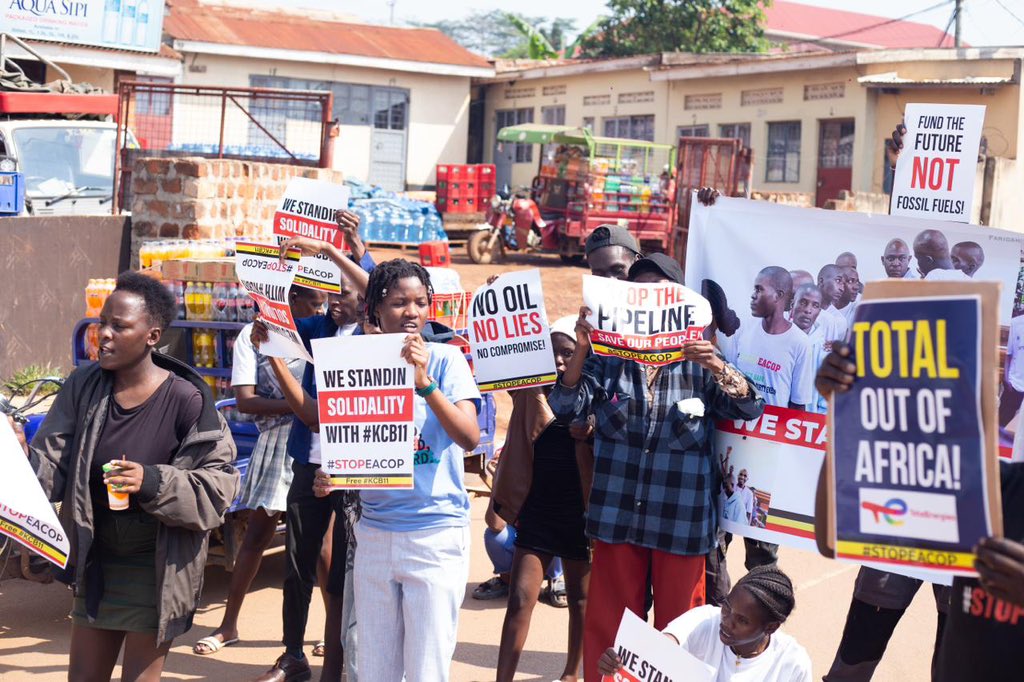ACEJUganda's tweet image. In partnership with @YGC, we proudly joined a peaceful protest today, raising our voices to demand the immediate release of the 11 #KCBActivists unjustly detained. The message is clear @TotalEnergies out of #Africa,No more money for #ClimateCrimes #Free11Activists
@kcbbankug