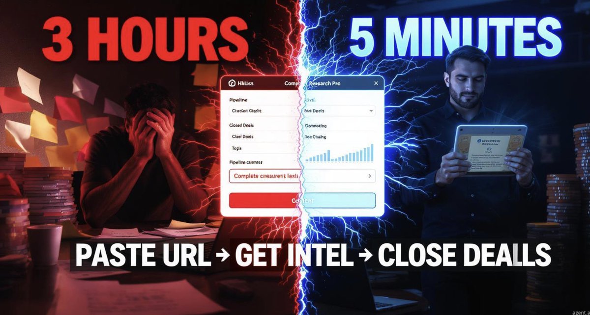 You: 3 hours of manual research per prospect
Them: Complete company intell in 5 minutes with Company Research Pro

The hustle gap is REAL.

Stop being Sherlock Holmes. Start being profitable.

Full details here:tinyurl.com/uen43ce7

#StopResearching #StartClosing