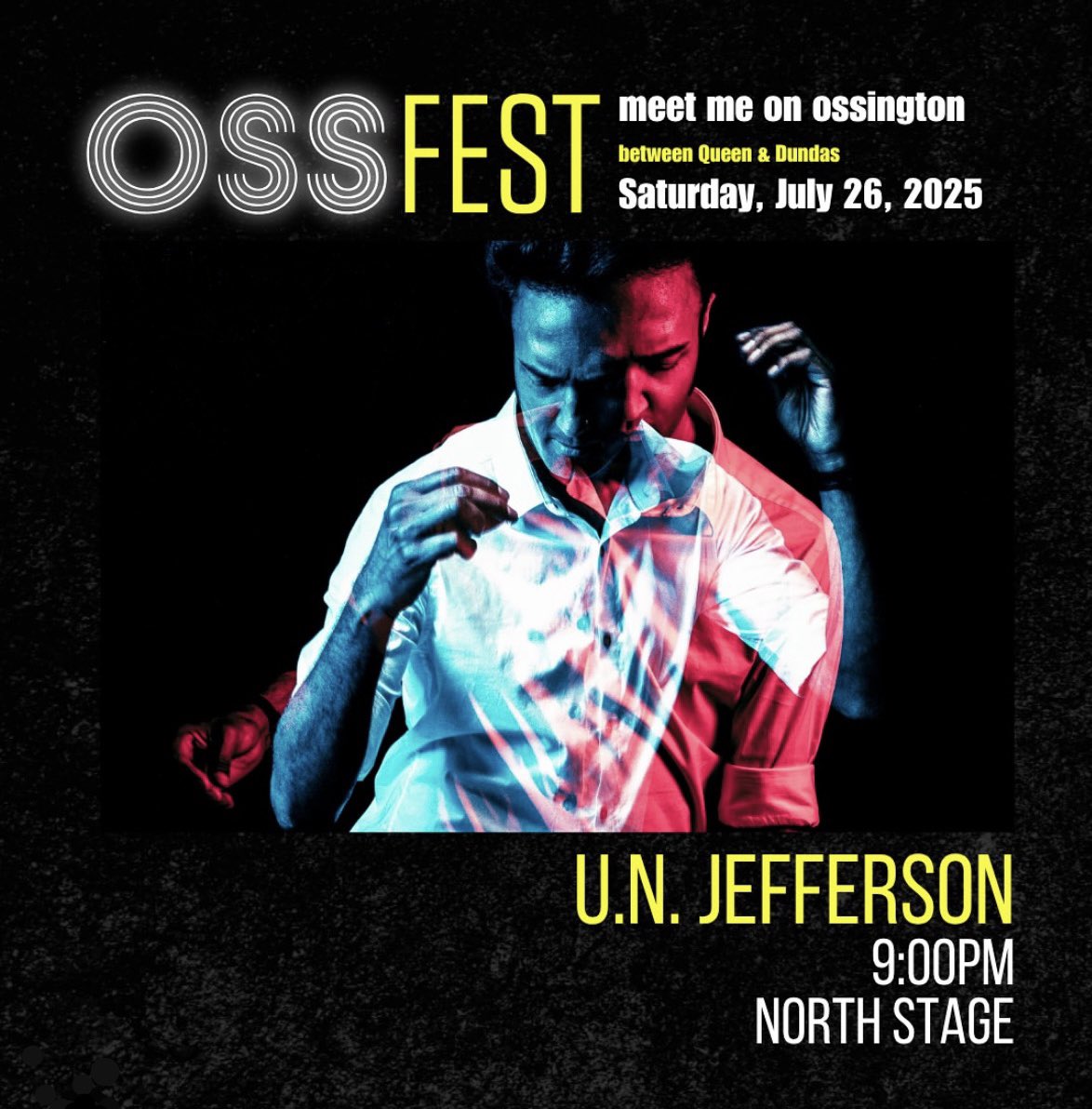 TORONTO! SATURDAY, JULY 26 we will be at OssFest. We play the North Stage at 9:00PM (corner of Ossington Avenue and Dundas Street West).