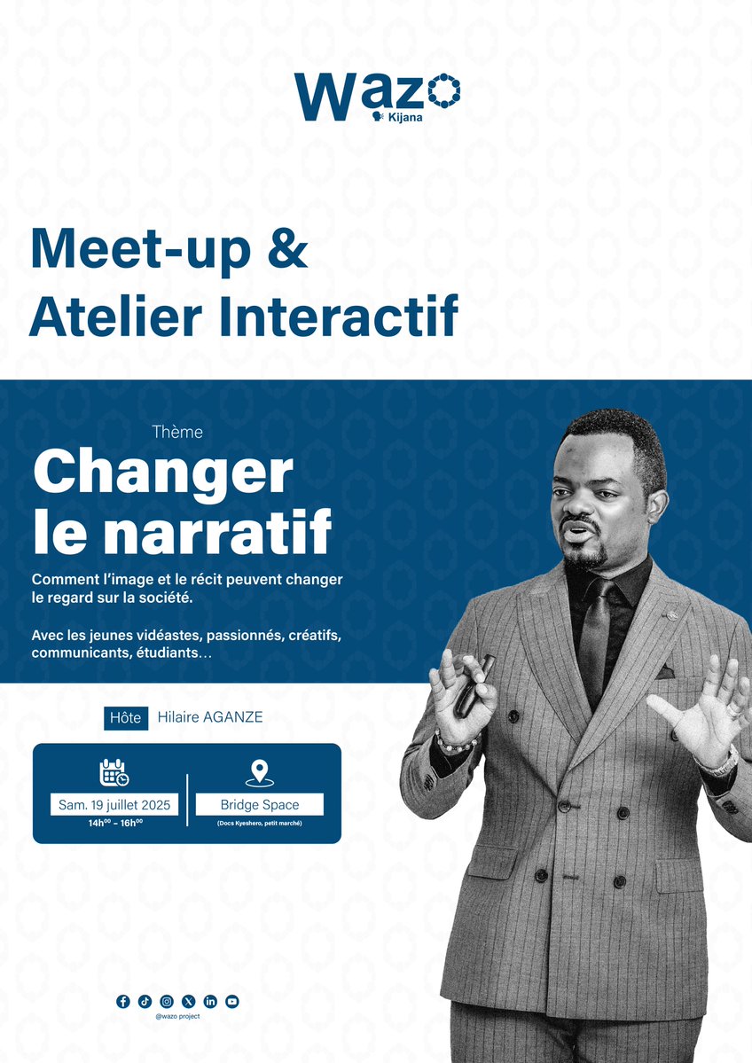 WazoProject01's tweet image. Ce samedi, rejoignez-nous pour une rencontre dynamique autour du storytelling et de la vidéographie comme leviers de transformation sociale.
📍 Lieu : Bridge Space(Hôpital DOCS Kyeshero, petit marché, 3eme parcelle à droite.
🕒 Heure : 14H à 16H
docs.google.com/forms/d/e/1FAI…