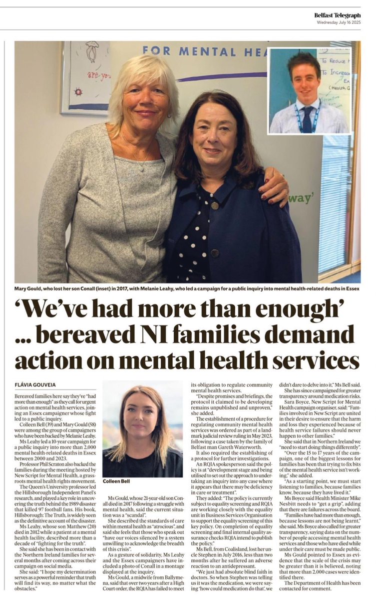 Stephen’s Voice - Suicide Prevention (@voicestephen) on Twitter photo <a href="/PPR_Org/">PPR</a> hosted a special conference lunch in Belfast yesterday to welcome <a href="/MelanieLeahy/">🌹ESSEX MENTAL HEALTH LAMPARD INQUIRY🌹</a>, a fearless campaigner for truth and accountability.
Melanie shared a deeply moving and powerful address with local families - each of whom carries the heartbreak of losing a loved one to <a href="/PPR_Org/">PPR</a> hosted a special conference lunch in Belfast yesterday to welcome <a href="/MelanieLeahy/">🌹ESSEX MENTAL HEALTH LAMPARD INQUIRY🌹</a>, a fearless campaigner for truth and accountability.
Melanie shared a deeply moving and powerful address with local families - each of whom carries the heartbreak of losing a loved one to