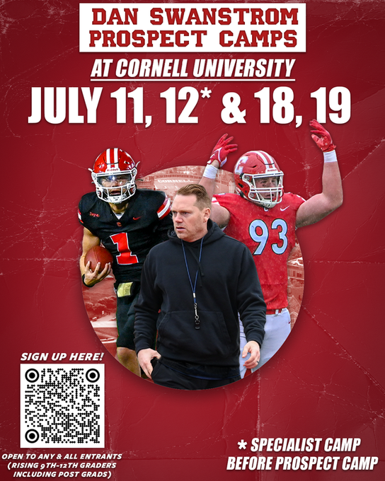Henry Scholes (@henryscholes2) on Twitter photo Looking forward to being in Ithaca this weekend for the Dan Swanstrom Prospect Camp!
<a href="/BigRed_Football/">Cornell Football</a> <a href="/Sean_Reeder/">Sean Reeder</a> <a href="/DanSwanstrom/">Dan Swanstrom</a> <a href="/CoachManganelli/">Coach Manganelli</a> <a href="/BronxvilleFB/">Bronxville Football</a> Looking forward to being in Ithaca this weekend for the Dan Swanstrom Prospect Camp!
<a href="/BigRed_Football/">Cornell Football</a> <a href="/Sean_Reeder/">Sean Reeder</a> <a href="/DanSwanstrom/">Dan Swanstrom</a> <a href="/CoachManganelli/">Coach Manganelli</a> <a href="/BronxvilleFB/">Bronxville Football</a>