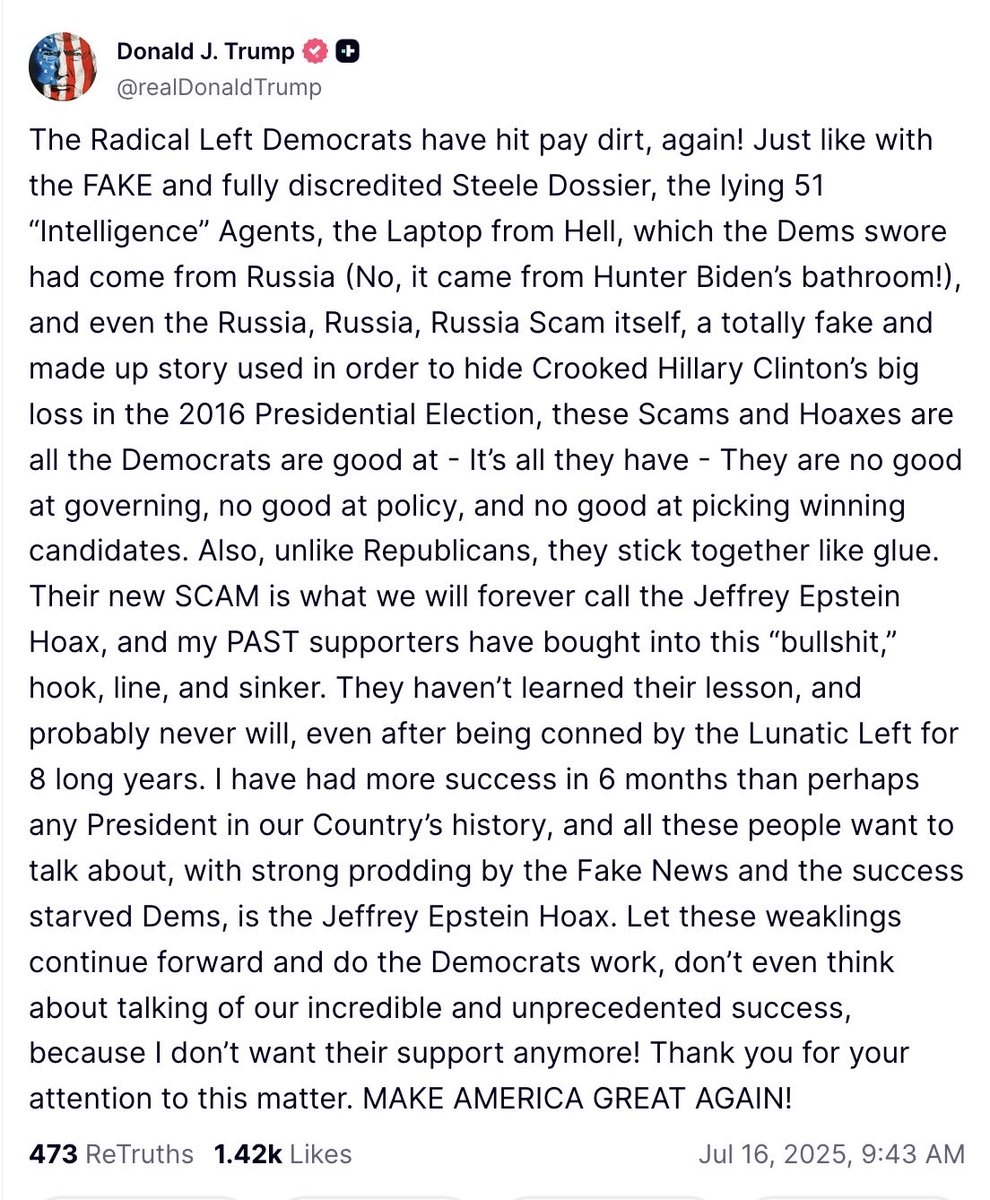 Donald Trump just single handedly destroyed the future electability of the Republican Party with one post to Truth Social. MAGA is dead.