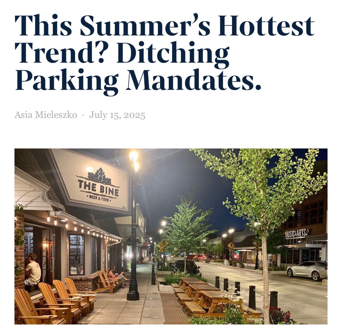 “These cities aren’t throwing out parking altogether. They’re just refusing to let it dictate the shape of every new building, block, or neighborhood. As Bothell’s mayor put it, “I want there to be more Bothell in Bothell.””