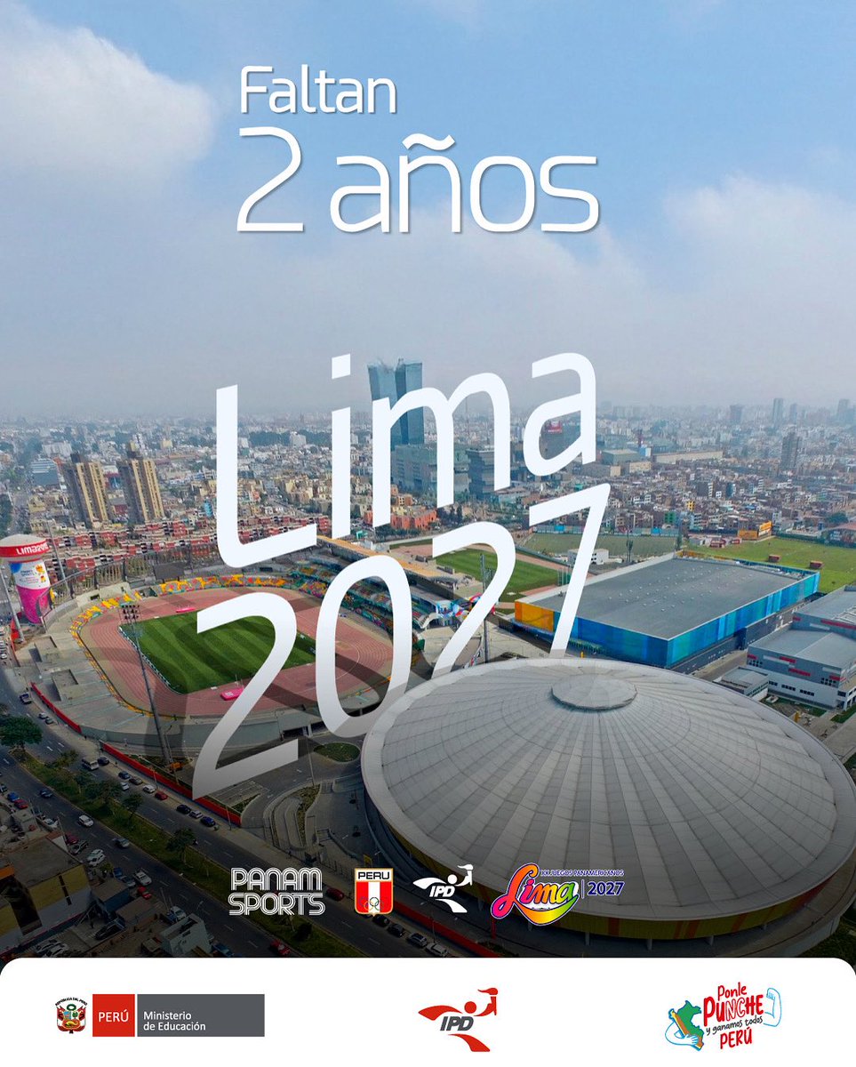 ¡Inicia el conteo regresivo para Lima 2027! ⏳🇵🇪🌎

Faltan 2 años para que el país vuelva a brillar con los Juegos Panamericanos Lima 2027. Del 16 de julio al 1 de agosto prepárate para disfrutar de este evento multideportivo.

<a href="/presidenciaperu/">Presidencia del Perú 🇵🇪</a> 
<a href="/PanamSports/">Panam Sports</a> 
<a href="/Lima2027Juegos/">Lima 2027</a>