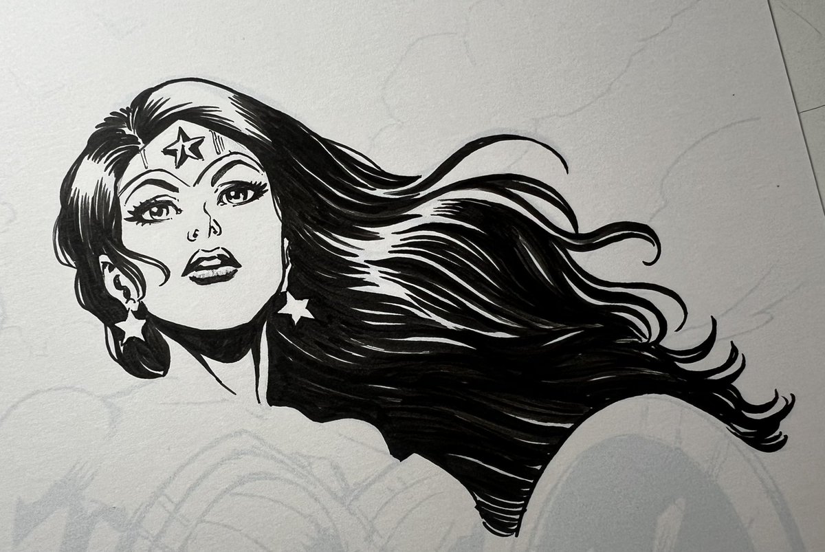 MLSanapo's tweet photo. ✨ WIP – Wonder Woman ✨
Inking this fierce icon on paper — my favorite way to work. There’s something so satisfying about building her strength one line at a time. 💪🖤
@DCOfficial
#WonderWoman #WIP #InkOnPaper #ComicArt #InkingProcess #DCComics #FierceFemales #mlsanapo https://t.co/WVZCuskyi5