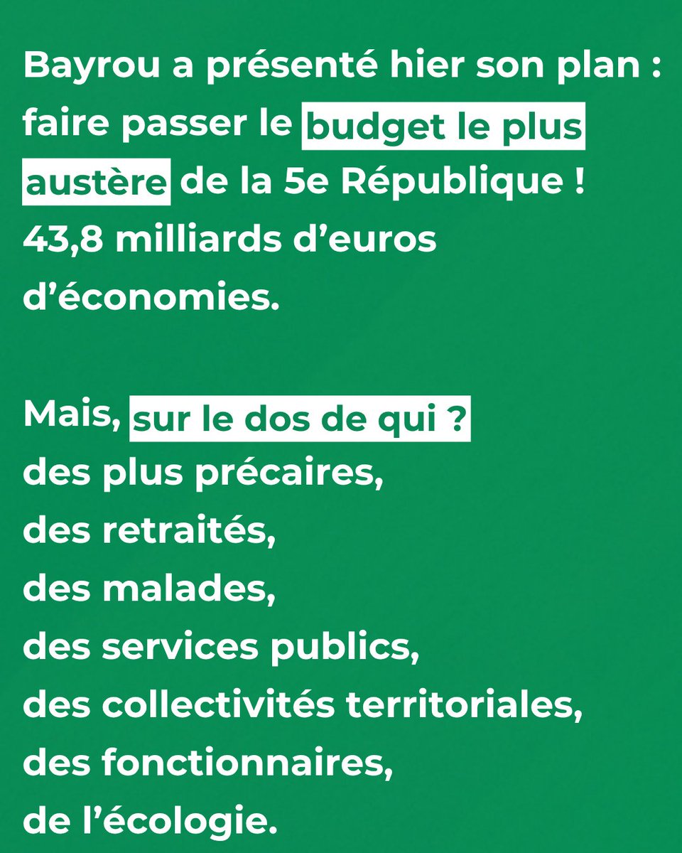 jlroumegas's tweet image. Bayrou prépare un budget d'une austérité inédite sous la 5e République, annonçant une année noire.
#directan