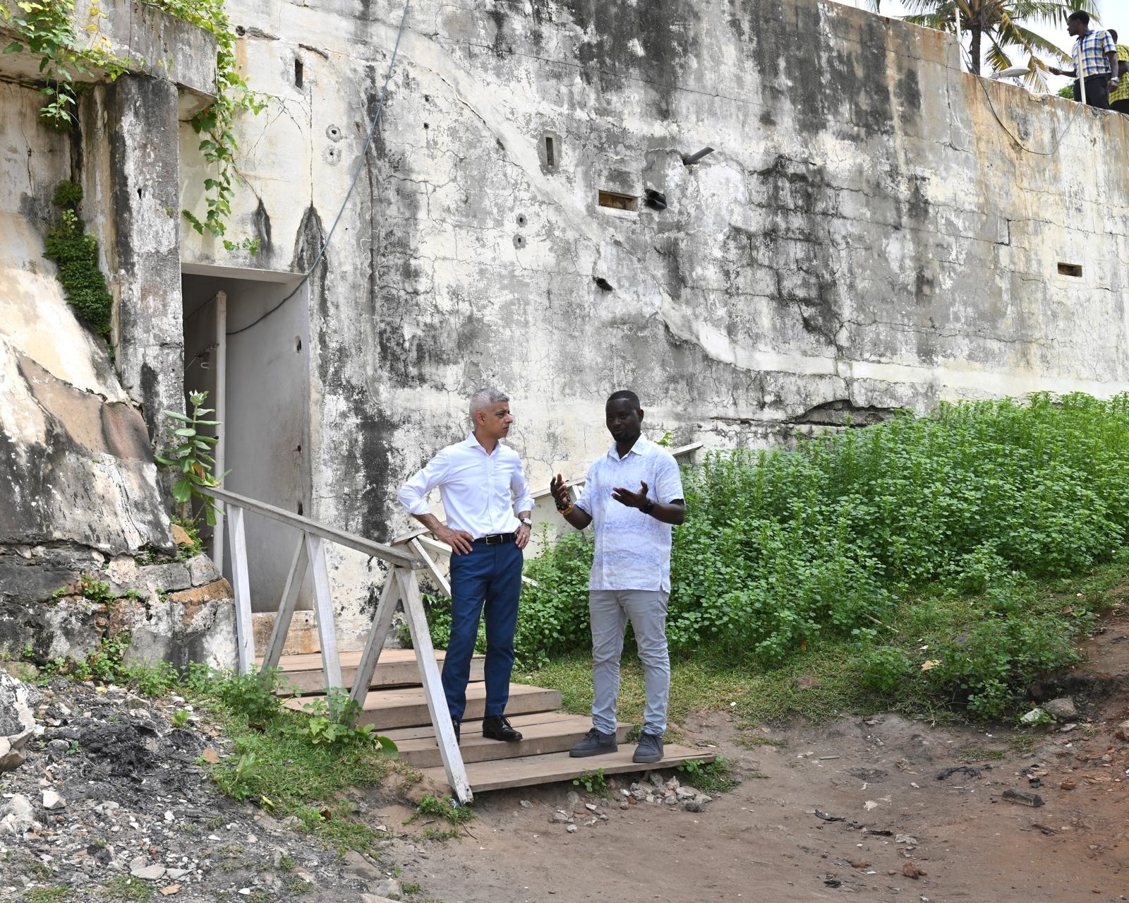 Mayor of London Sadiq Khan being given a guided tour of Osu Castle. 