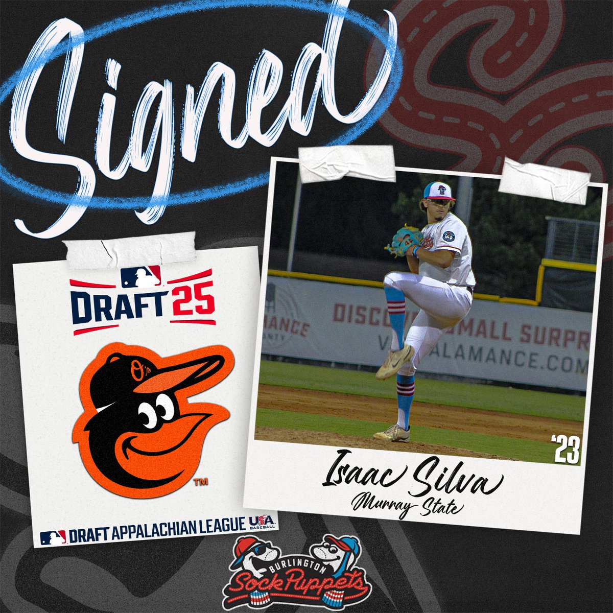 Burlington Sock Puppets (@gosockpuppets) on Twitter photo Baltimore getting a DUDE! Congratulations to 2023 Burlington Sock Puppet, Isaac Silva, for joining the Baltimore Orioles organization. 🧦🔥
<a href="/isaacsilva024/">Isaac Silva</a> x <a href="/RacersBaseball/">Murray State Baseball</a> Baltimore getting a DUDE! Congratulations to 2023 Burlington Sock Puppet, Isaac Silva, for joining the Baltimore Orioles organization. 🧦🔥
<a href="/isaacsilva024/">Isaac Silva</a> x <a href="/RacersBaseball/">Murray State Baseball</a>