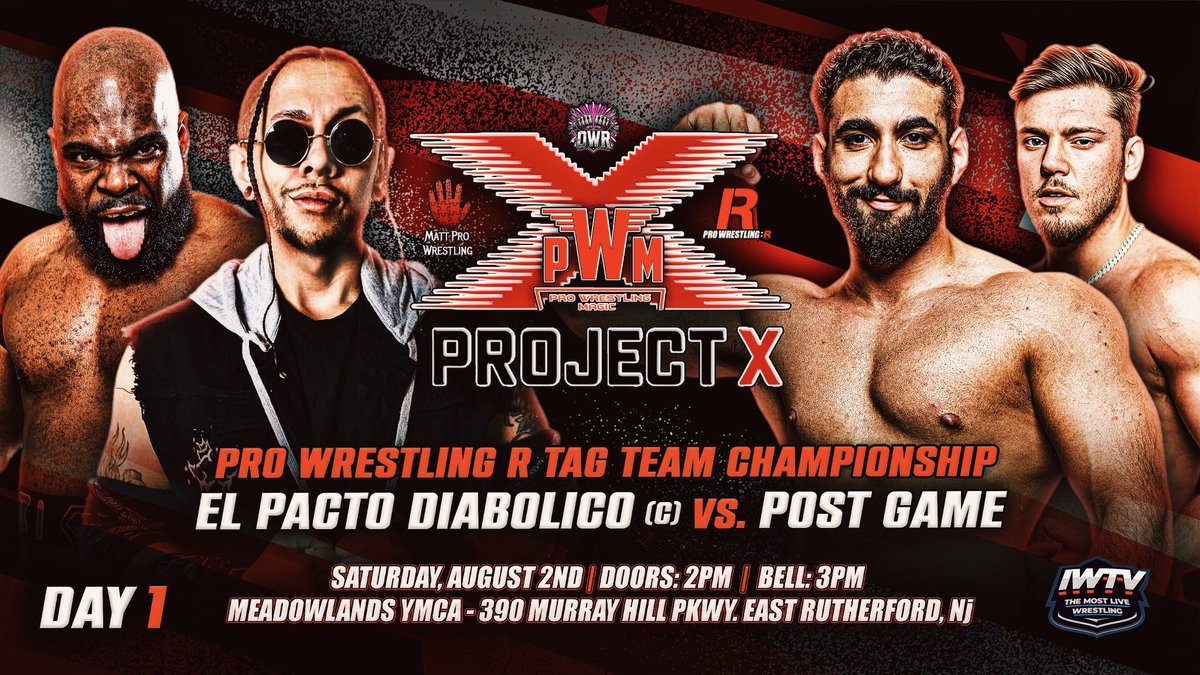 WrestlingMagic's tweet image. Project X Day 1 Card! (2/2)
@RichSwannTNA @JadaStoneee VS @TheIsaiahWolf @RuthlessLaLa
@timdynamite_ VS @VinnyPacifico1
@Tiberius_Asante @mateo_marcelos VS Post Game
ProWrestlingMagic.com
#ThisIsMagic