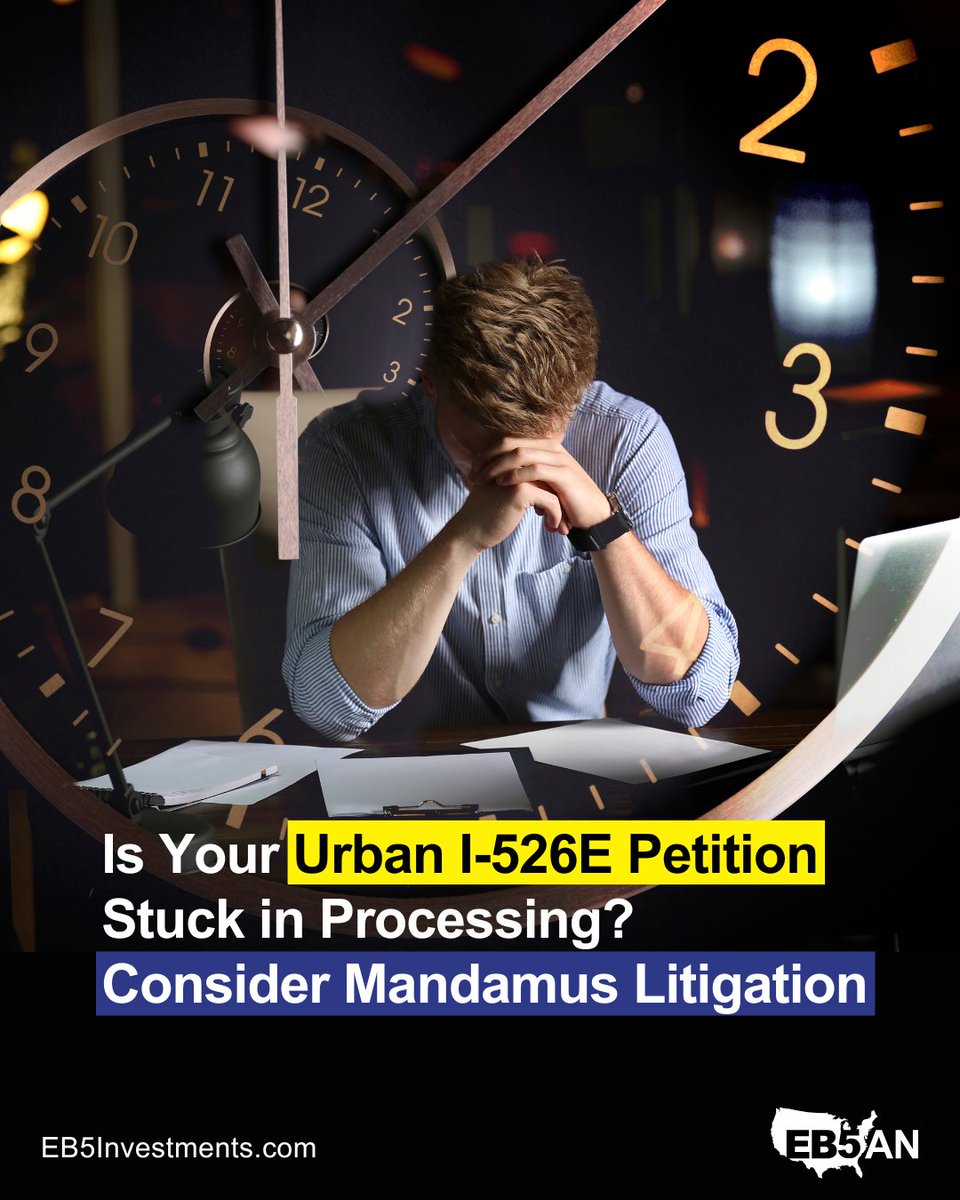 EB5AN's tweet photo. Is your urban I-526E petition stuck in processing? π
π New data shows rural EB-5 petitions are being approved 13x faster than urban ones.
If you're facing long delays, mandamus litigation may be the only way forward.
Learn more: https://t.co/eCDcfTkdWE
#EB5 #I526E #Mandamus https://t.co/KcV121vpc8