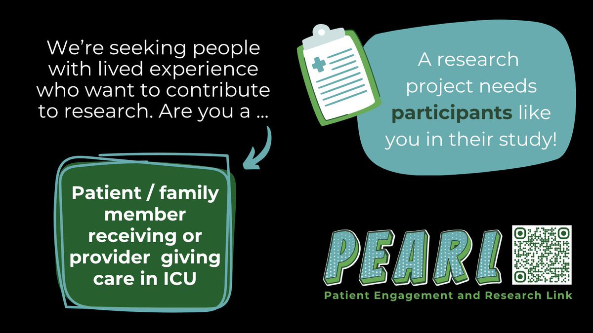 SCPOR_SK's tweet image. Do you have experience being a patient or loved one in ICU? Or are you an ICU care provider? This research needs your input! Visit saskhealthauthority.ca/careers-volunt… to learn more and check out scpor.ca/pearl for other opportunities!