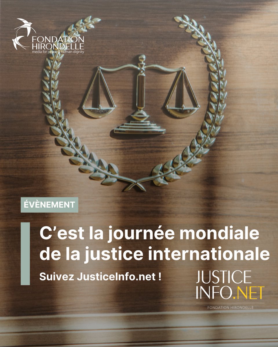Fondation Hirondelle (@fondhirondelle) on Twitter photo 🗓️ #17Juillet | Journée mondiale de la #JusticeInternationale
🎙️ De Kigali à Kiev, <a href="/justiceinfonet/">JusticeInfo.net</a> raconte les procès, les mémoires et les espoirs de justice.
📰 Média multilingue, indépendant, au cœur des enjeux globaux.
👉 justiceinfo.net
#JusticeTransitionnelle 🗓️ #17Juillet | Journée mondiale de la #JusticeInternationale
🎙️ De Kigali à Kiev, <a href="/justiceinfonet/">JusticeInfo.net</a> raconte les procès, les mémoires et les espoirs de justice.
📰 Média multilingue, indépendant, au cœur des enjeux globaux.
👉 justiceinfo.net
#JusticeTransitionnelle