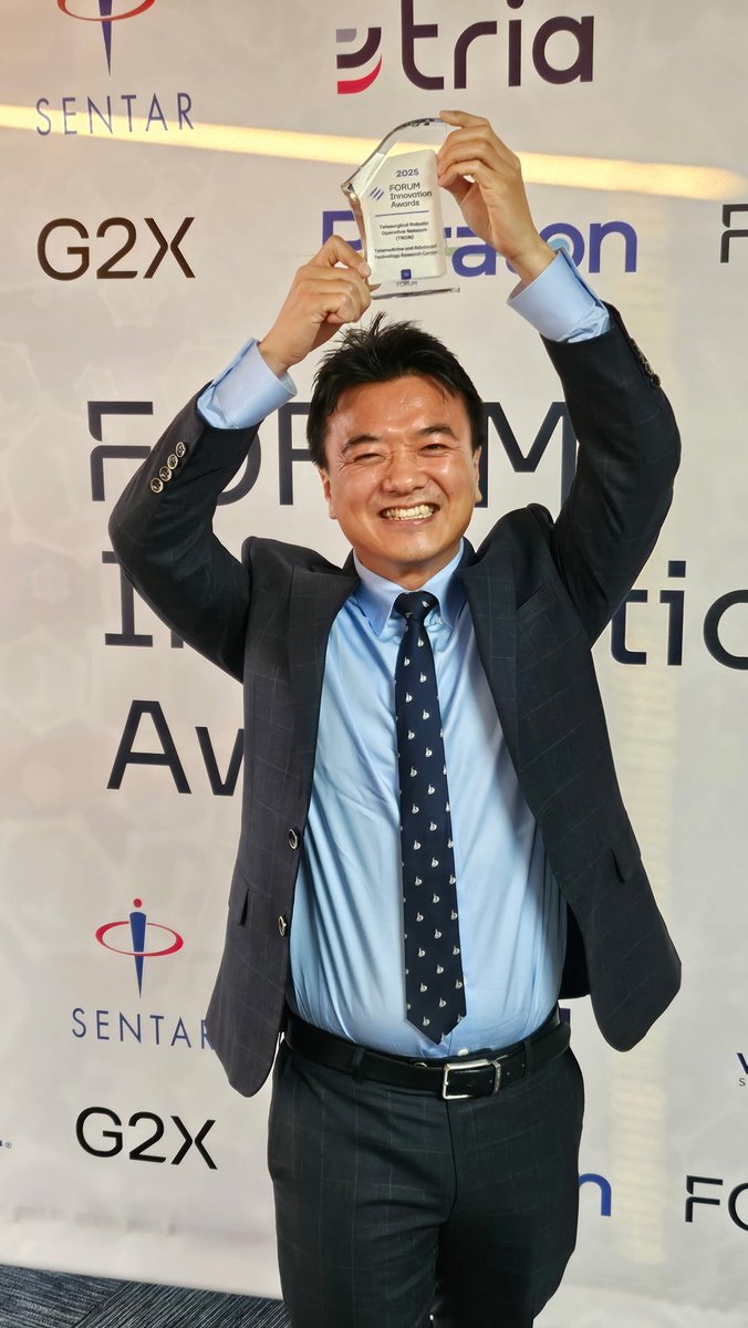 TheTATRC's tweet photo. 🏆TATRC Wins Big at The FORUM Awards! 🏆

We are honored to announce that two of our game-changing projects, TRON (Telerobotic Operative Network) and AutoDoc, have BOTH won FORUM Innovation Awards for 2025!

#FuseTheTeam | #FindAWay | #AutomatingCasualtyCare | #FORUMInnovation https://t.co/8vgc3Mqy9N