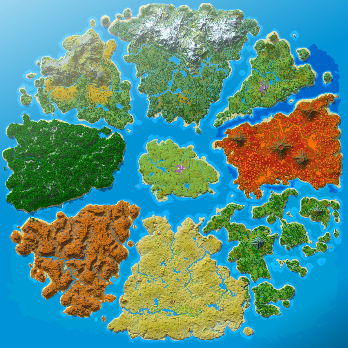 Check out this dynmap!

Perfectly balanced as all things should be.