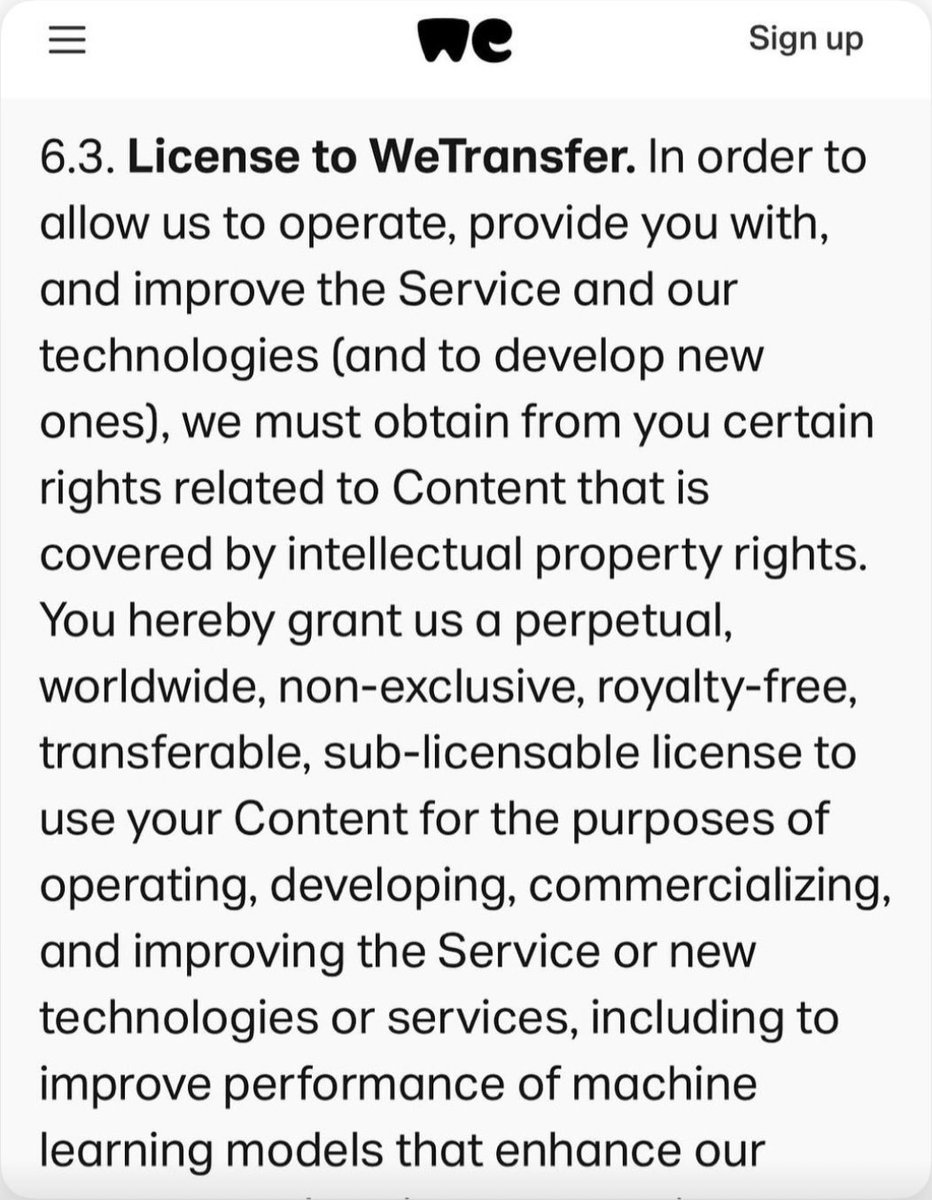 Justin Sevakis (@worldofcrap) on Twitter photo If you use <a href="/WeTransfer/">WeTransfer</a> for... anything, really, they now claim to own everything you upload, so better find an alternative If you use <a href="/WeTransfer/">WeTransfer</a> for... anything, really, they now claim to own everything you upload, so better find an alternative