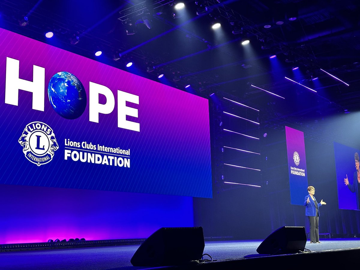 lionsclubs's tweet photo. “If there is a message I want you to understand and to leave with today and to share with others, it is this:  

YOU are making real change in the world, and bringing hope to people everywhere.” LCIF Chairperson Dr. Patti Hill #LionsCon25 #LCIFLions https://t.co/wQ1P91dGpB
