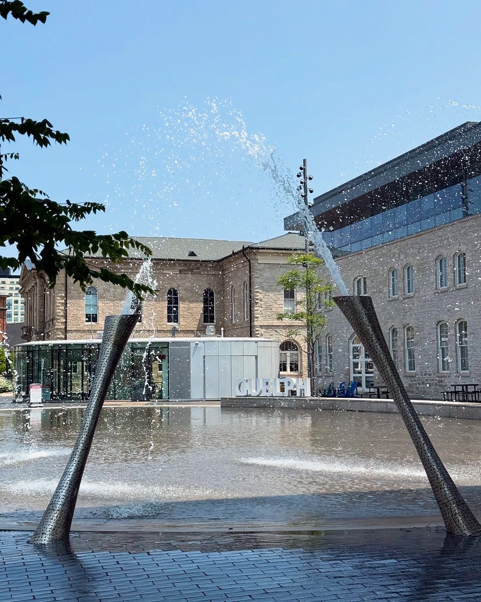 Find the perfect spot to cool off on hot summer days at the splash pad in Downtown Guelph!💧 Open 10:30AM - 7:30PM daily now until September 1st! 

From there, make your way to the local businesses for ice cream, iced coffee, or iced cocktails and stay cool, all summer long☀️