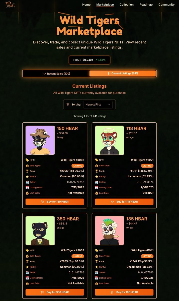 🐯 Our DApp website is getting a fierce update soon! 

Get ready for a wild new experience with epic new features for wild tiger holders.  🐾

Stay tuned!  #WildTigers <a href="/HashPackApp/">HashPack Wallet</a> <a href="/SentX_io/">SentX</a>