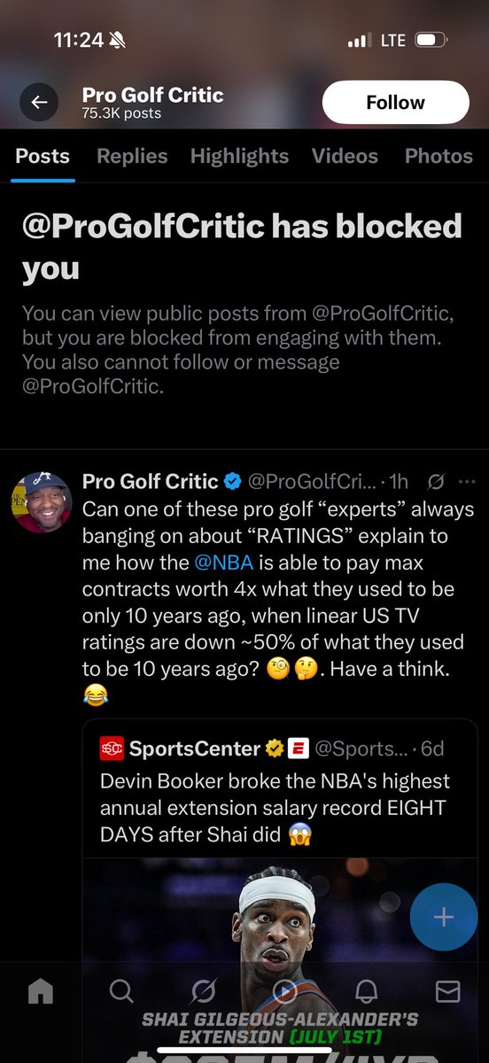 Guys, we made it. This dude cannot stand an honest opinion that makes sense. This morning he was screaming about how the NBA money is up, but “ratings are down”. Comment that it’s because international viewership is up and they’re getting massive TV(!) deals and he folds like a