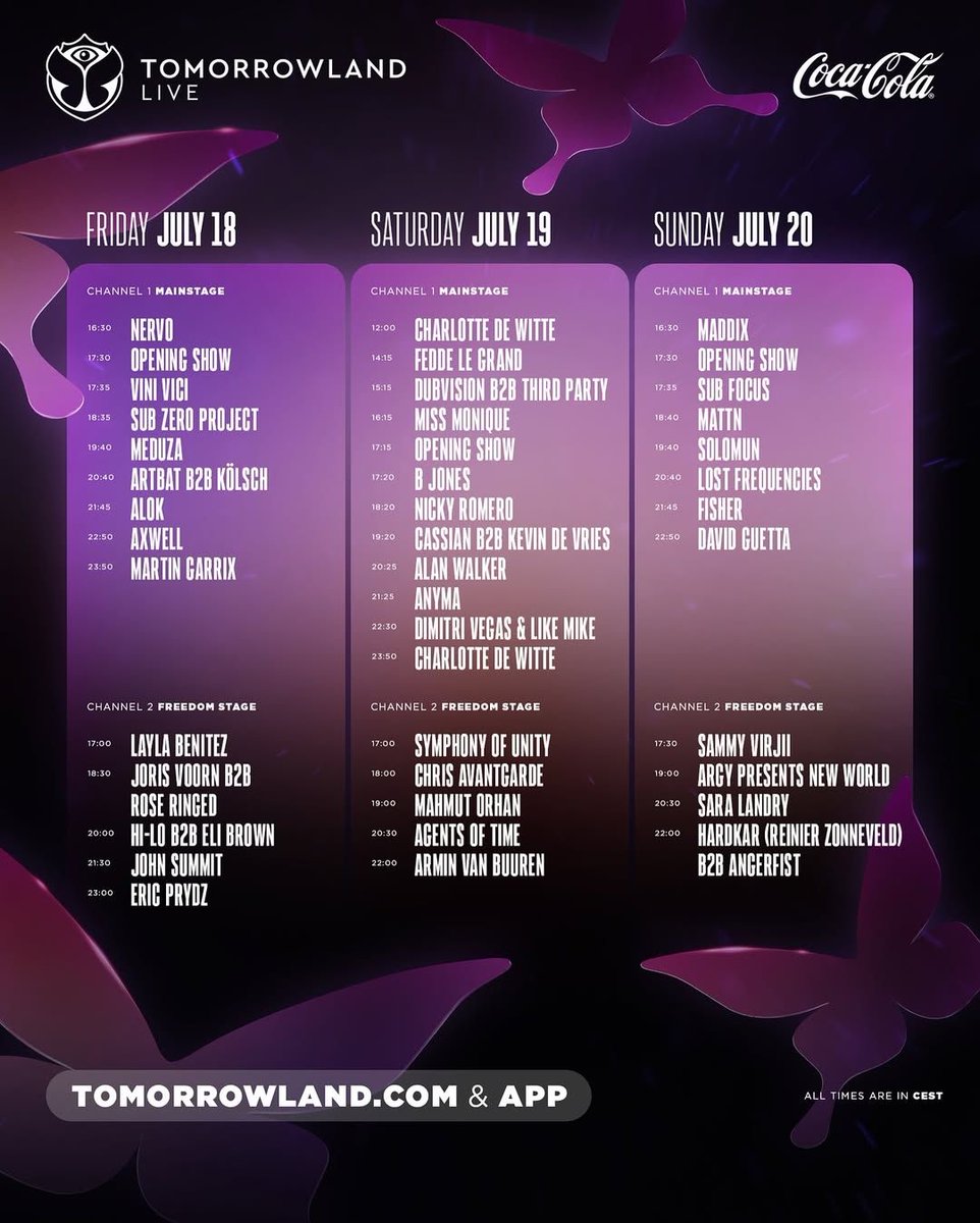 Tomorrowland have released the full stream schedule for Weekend 1 📺

What set are you most looking forward to? 🎶