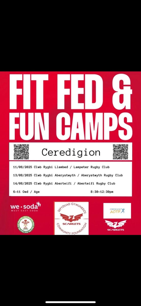 Ysgol Llwyn yr Eos (@llwynyreos) on Twitter photo Fit, Fed & Fun Camps! Information below. Scan the QR code for more information. <a href="/scarlets_rugby/">Scarlets Rugby</a> <a href="/CeredigionActif/">Ceredigion Actif</a> Fit, Fed & Fun Camps! Information below. Scan the QR code for more information. <a href="/scarlets_rugby/">Scarlets Rugby</a> <a href="/CeredigionActif/">Ceredigion Actif</a>