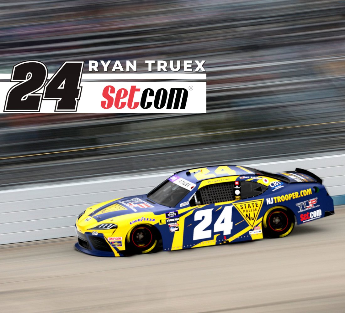Setcom's tweet image. Setcom is proud to join the New Jersey State Police as an associate sponsor for the upcoming NASCAR Xfinity Series race at Dover Motor Speedway this Saturday, July 19th! @Ryan_Truex 
Catch all the action live on The CW at 4:30 PM ET — don’t miss it!
#Setcom #PublicSafety #NASCAR
