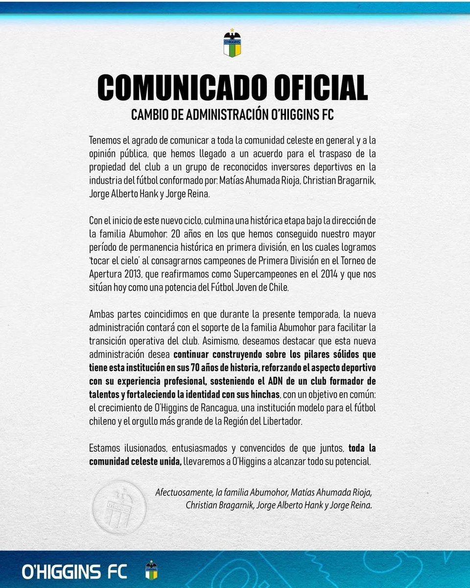 rod_herrera's tweet photo. A falta de regulación, el grupo Caliente (cuyo negocio principal son las apuestas deportivas y casinos) se compra Ohiggins de Rancagua y se volverá el corral de los jugadores del representante argentino Christian Bragarnik. Una nueva derrota del fútbol y la transparencia. https://t.co/CCgvwuAwJY