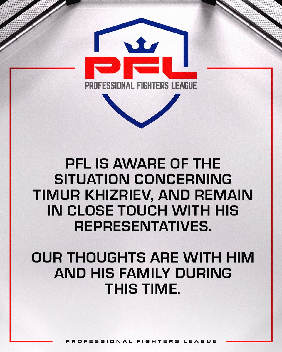 PFLMMA's tweet photo. PFL statement on 2024 PFL Featherweight Timur Khizriev https://t.co/CLJWJjIV5s