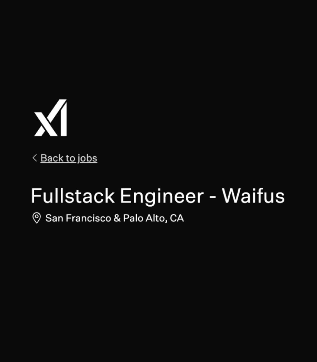 xAI have posted a job listing for a Waifu engineer with a salary of up to $440,000