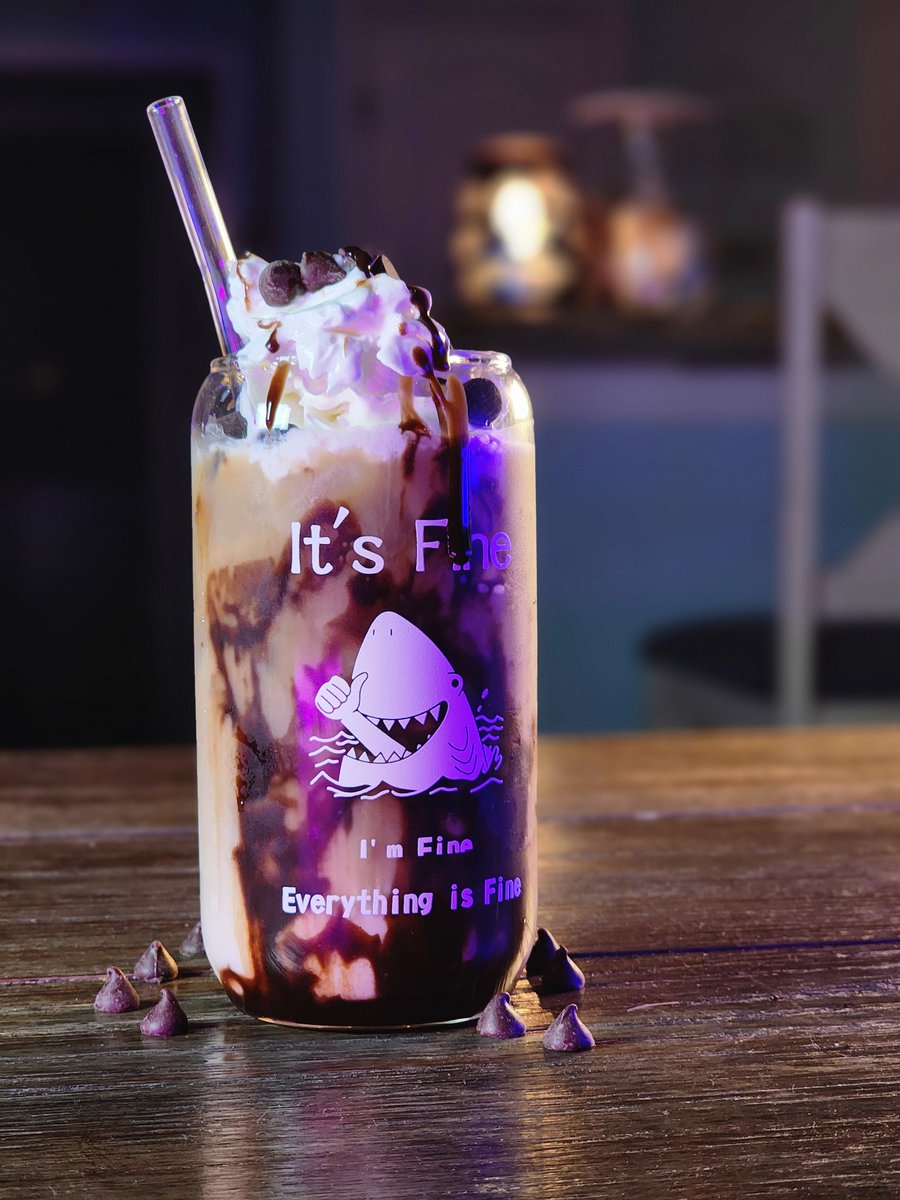 OverclockCoffee's tweet photo. ✨ When your iced coffee looks like a meltdown but tastes like peace ✨
Some days all you need is caffeine, chocolate, and sarcasm in a glass.
Yes, I’m fine. Everything is fine ☕🦈😅
#IcedCoffeeSeason is officially ON.
#icedcoffee #goodWednesday #funnymugs https://t.co/8zVXrHzUQf