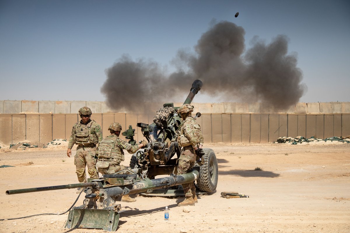 ArmyGuardOhio's tweet image. The King of Battle 👑 Cannon Crewmembers with the 37th Infantry Brigade Combat Team fire massive artillery guns like the M1119 Howitzer to clear the way for ground forces.
#NationalGuard