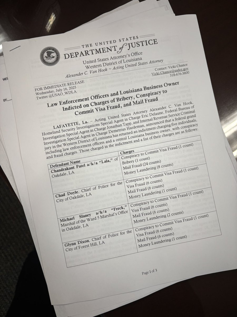 A small example of the work behind the scenes of this investigation. Law enforcement, working together to make communities safer. <a href="/USAO_WDLA/">US Attorney WDLA</a> <a href="/FBINewOrleans/">FBI New Orleans</a> <a href="/IRSCI_ATLANTA/">IRS Criminal Investigation Atlanta Field Office</a> <a href="/ERONewOrleans/">ICE New Orleans</a> <a href="/CBPSoutheast/">CBP Southeast</a> <a href="/LAStatePolice/">LA State Police</a> protecting the integrity of our immigration system