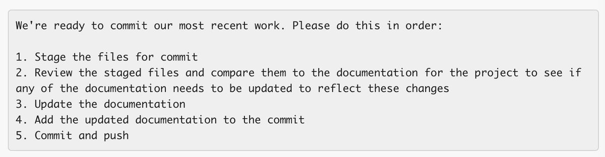 Nat Eliason (@nateliason) on Twitter photo This is my new favorite /command for Claude Code. 
Ensures that every time I finish something, the documentation for Claude is getting updated as well. This is my new favorite /command for Claude Code. 
Ensures that every time I finish something, the documentation for Claude is getting updated as well.