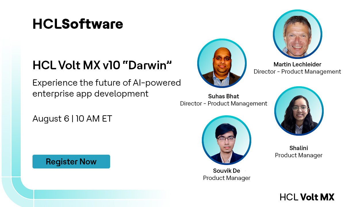 HCLDigital's tweet image. #HCLVoltMX v10 "Darwin" isn’t just an update—it’s a leap forward in how modern enterprise apps are built and delivered. Don’t miss your chance to see it in action. 
Register now for #LinkedInLive session to more insights.
➡️ hclsw.co/plgrm-
#HCLSoftware  #AppDev
