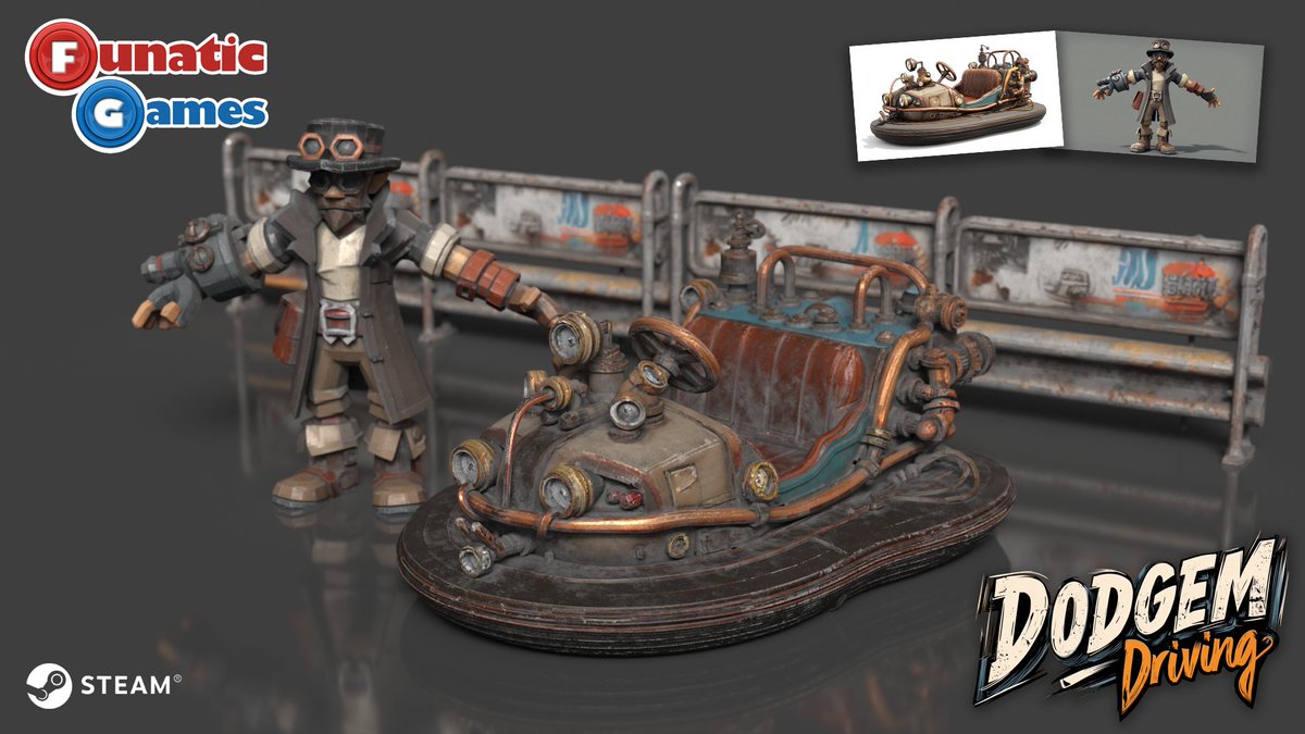 Funatic_Games's tweet photo. SteamPunk Bumper Car for my Unity Game, Dodgem Driving  

https://t.co/owkyV6vWdk 

#unity #indiegame #indiegamedev #gamedevelopment #unitygames #gamedev #ai #chatgpt #videogame #indiegames https://t.co/J3J3UOccb0
