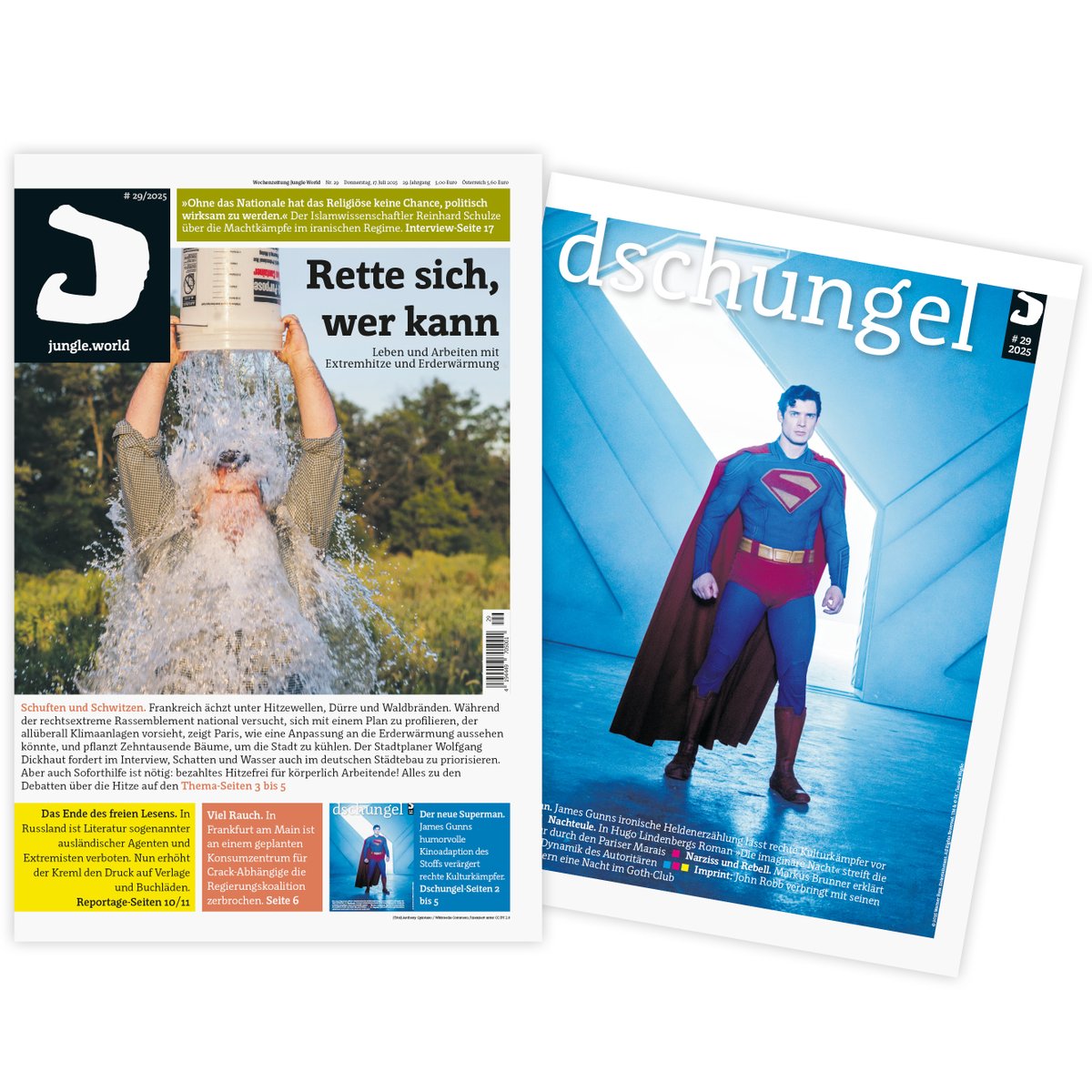 Jungle_World's tweet image. Die neue Ausgabe, unser Schwerpunkt: Leben und Arbeiten mit Extremhitze
📍Donald Trumps »Big Suicide Bill« ++ Hysterische Kampagne gegen Brosius-Gersdorf ++ BSW stimmt im EU-Parlament mit Rechtsaußen...uvm!
🗞️ Ab sofort online (Abo) & im Shop
👉 jungle.world/inhalt/2025/29