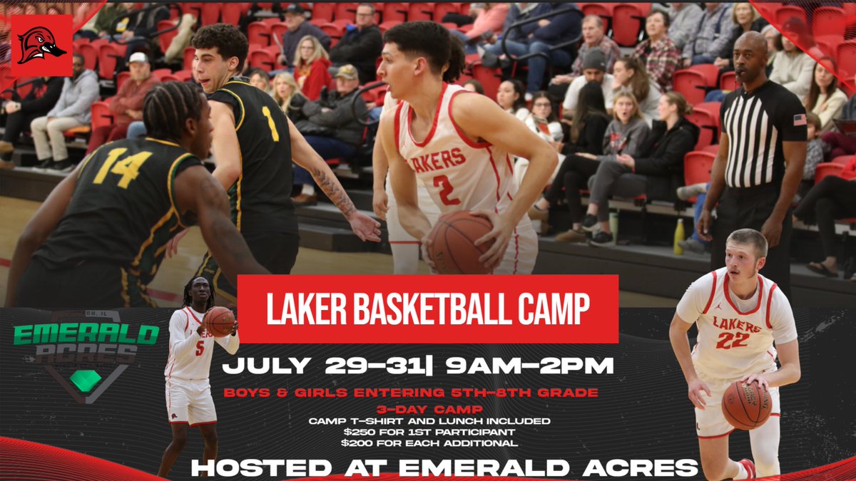 LLCAthletics's tweet image. Laker Basketball Fans!
@LLC_Basketball is hosting a youth basketball camp at Emerald Acres in Mattoon Illinois on July 29th-31st.
Get signed up today!
playemeraldacres.com/summer-offerin…