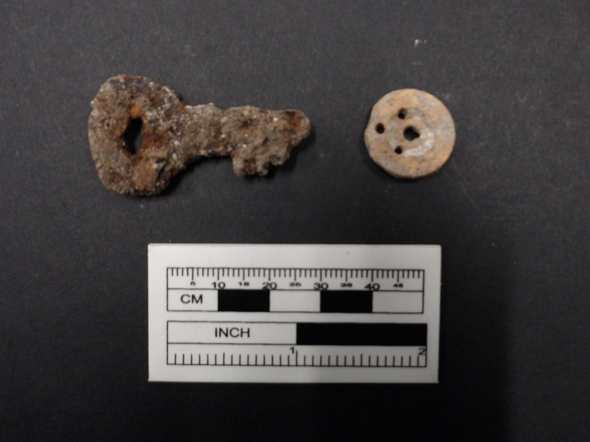 OfficialAlamo's tweet image. Alamo Church archaeology update!
Three new excavation units were opened- EUs 14, 31, and 34.
An abandoned manhole cover was found, as well as a small metal key, a bone button, a clay marble, and a musket ball.
Read more here: bit.ly/4ePdxWg