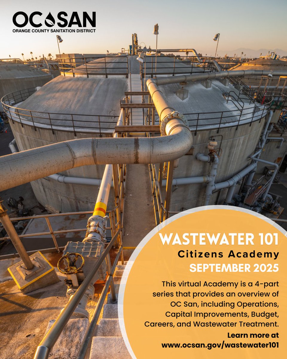 Unlock the mystery behind the flush 🚽

Join our virtual Wastewater 101 Citizens Academy to learn how we treat approximately 190 million gallons of wastewater every day! Visit ocsan.gov/wastewater101 to register.