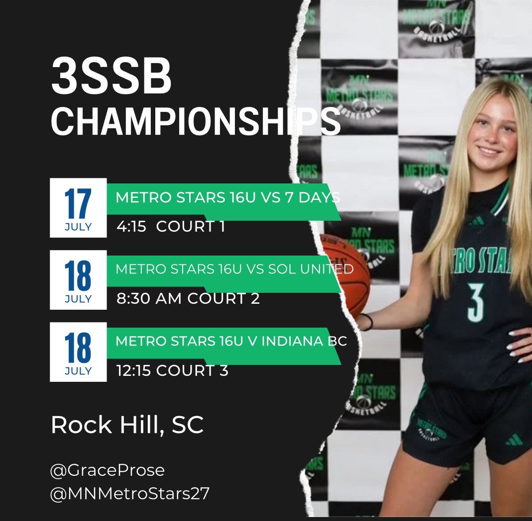 GraceProse's tweet image. Here is my schedule for this week in South Carolina! @MnMetroStars