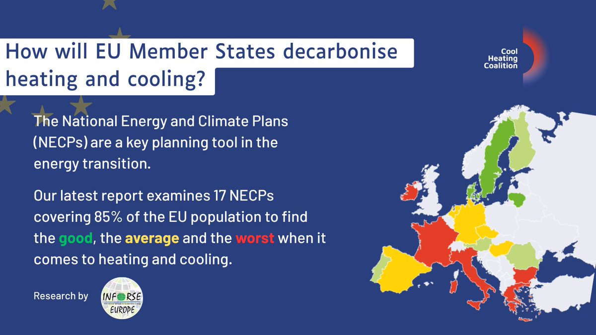 New report out now: most EU countries' NECPs are not ambitious enough on decarbonising heating &amp; cooling.

✅ A few front-runners, namely Austria, Denmark, Finland, and Lithuania, are leading the way with strong plans, funding, and clear targets.

⚠️ Many countries, including