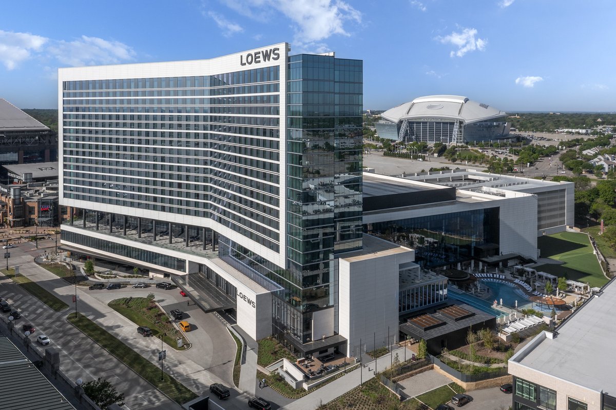 wadegriffith's tweet photo. The @Loews_Hotels Arlington highlights the expert stonework of J&amp;E Companies and was designed by @HKSArchitects, built by @JEDunn , with interior design by @LooneyDesign: https://t.co/rCzATanWk5 https://t.co/6xdiJMHaid