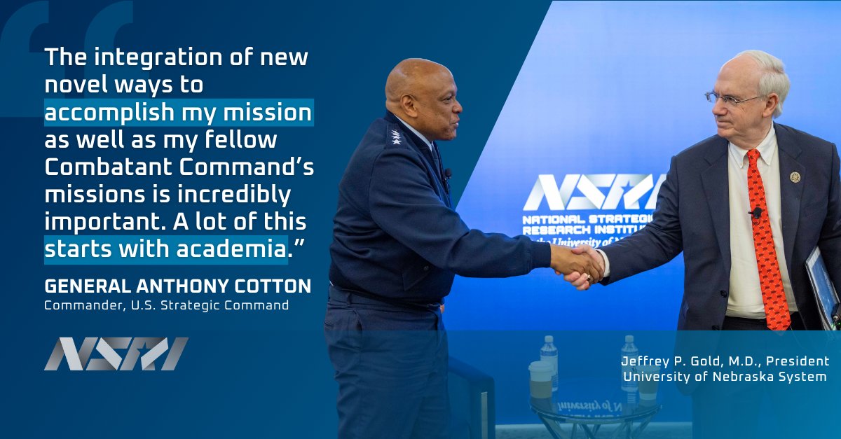 NSRI_NU's tweet image. The National Strategic Research Institute (NSRI) at the University of Nebraska (NU) is designated by the Department of Defense as a University Affiliated Research Center (UARC). There are only 15 UARCs in the country.
NSRI's UARC designation is sponsored by @US_STRATCOM.
In…