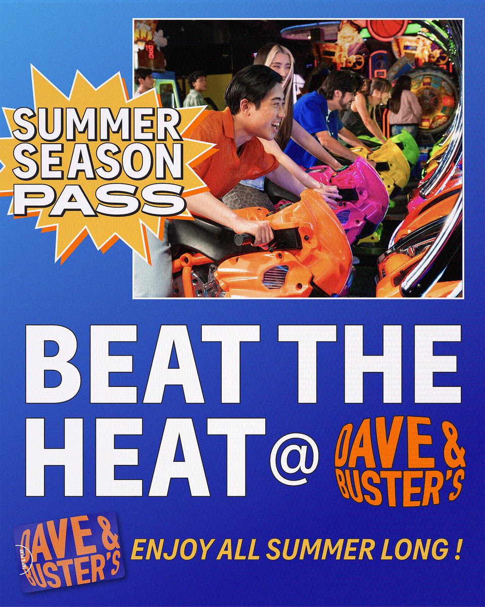 DaveandBusters's tweet image. Beating the heat is easy. Doing it while breaking records and winning epic prizes is even easier. Get your Summer Season Pass with Unlimited Game Play today.